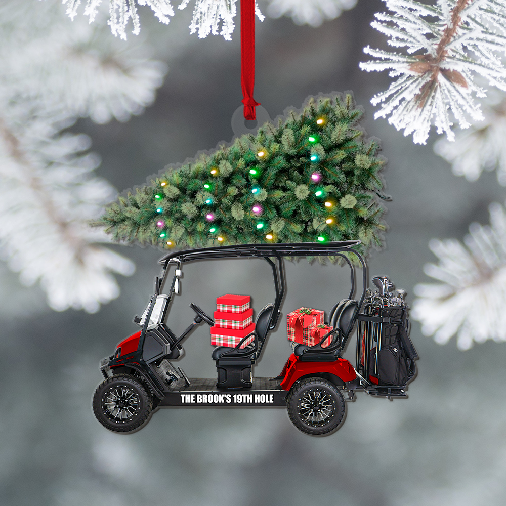 Golf Cart Family 19th Hole Personalized Custom Shape Ornament, Christmas Gift - Ornament - GoDuckee