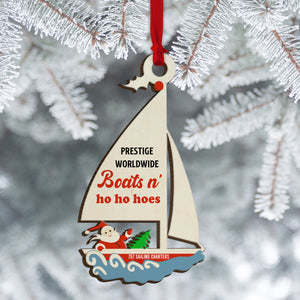 Sailing Boats N' Ho Ho Hoes - Personalized Printed Wood Ornament - Ornament - GoDuckee
