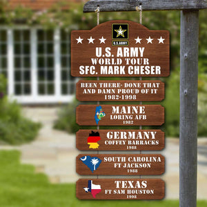 Personalized Veteran World Tour Wood Sign, Been There Done That And Da*n Proud Of It - Wood Sign - GoDuckee