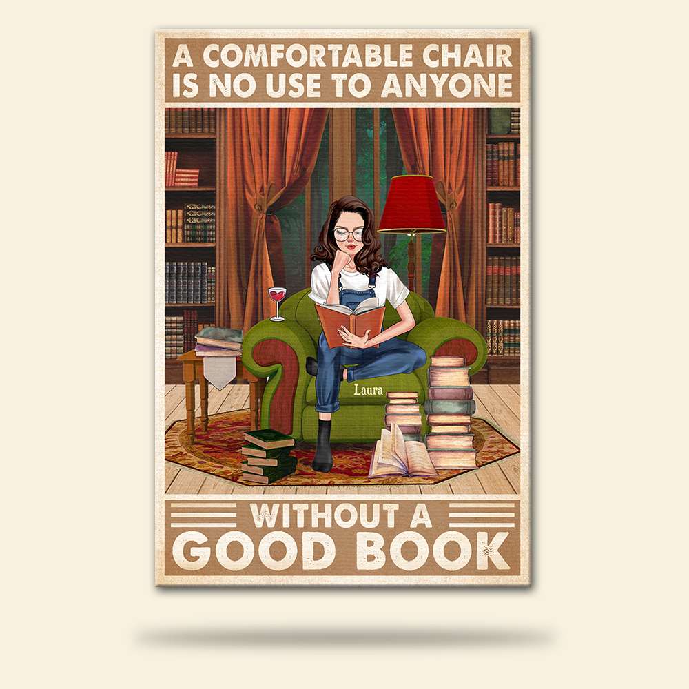 Personalized Reading Girl Poster - A Comfortable Chair Is No Use - Library Background - Poster & Canvas - GoDuckee
