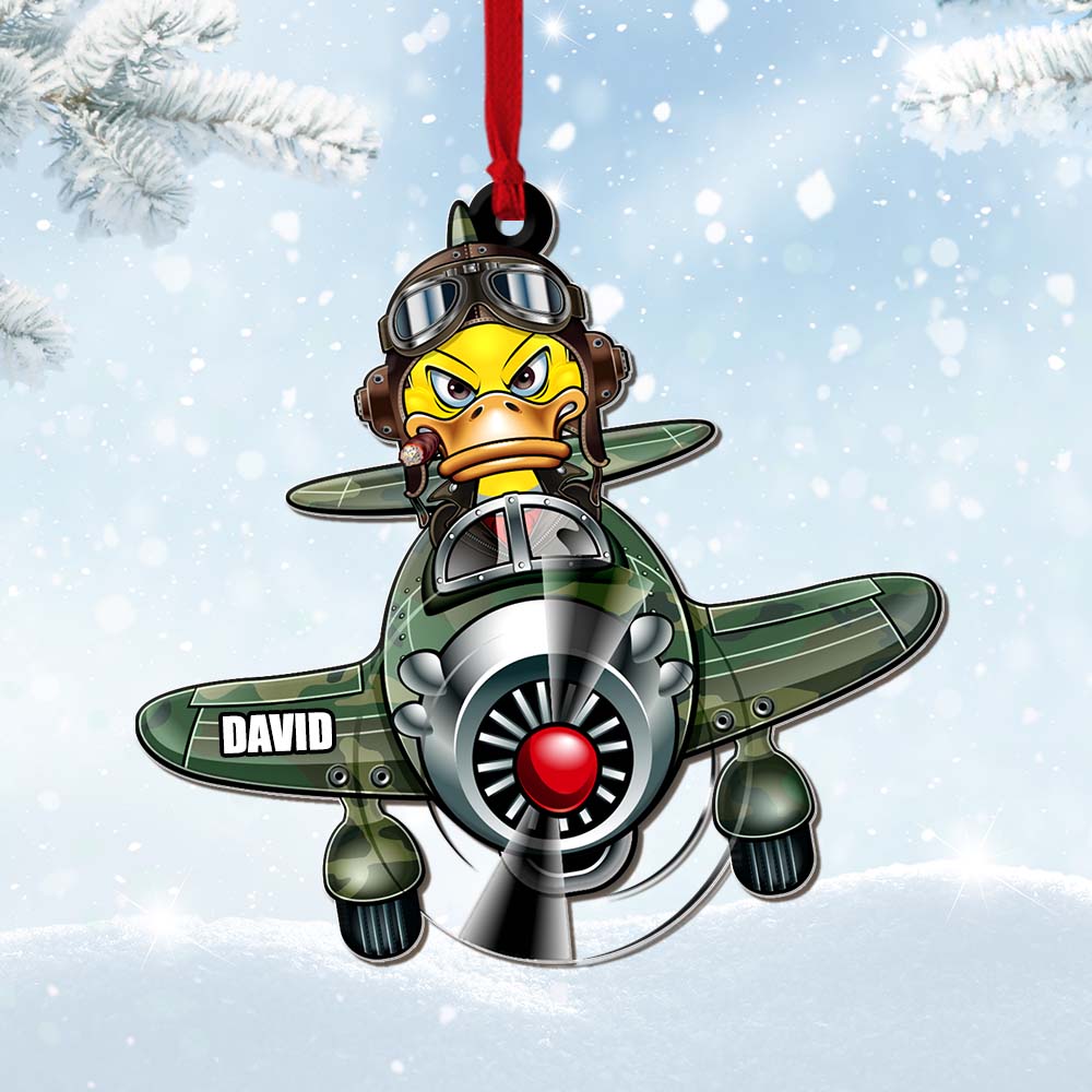 Fighter Pilot Military, Personalized Acrylic Ornament - Ornament - GoDuckee