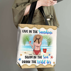Personalized Summer Girl Tote Bag, Sunshine Sea Wild Air, Sitting Girl - Tote Bag - GoDuckee