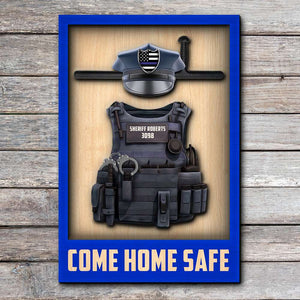 Uniform Come Home Safe, Personalized 2 Layers Wood Sign for Police Family - Wood Sign - GoDuckee
