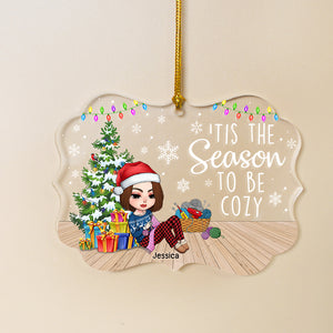 Personalized Acrylic Crochet Girl Ornament Tis The Season To Be Cozy - Ornament - GoDuckee