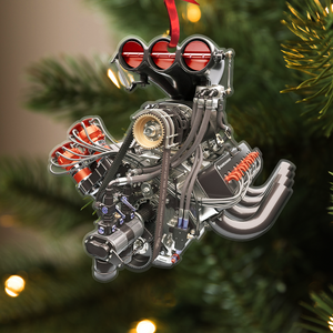 Drag Racing Hot Rod V8 Engine, Custom Drag Racing Ornament, Christmas Gift For Racing Lovers - Ornament - GoDuckee
