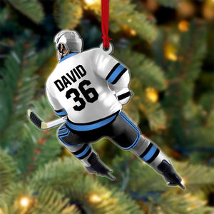 Hockey Player Shape, Personalized Hockey Christmas Ornament, Christmas Tree Decorations for Hockey Lovers - Ornament - GoDuckee