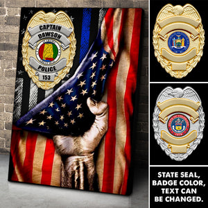 Custom State Seal Police Badge Poster - American Flag - Poster & Canvas - GoDuckee