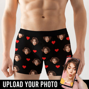 Custom Photo Men Boxer Briefs Black Heart - Boxer Briefs - GoDuckee