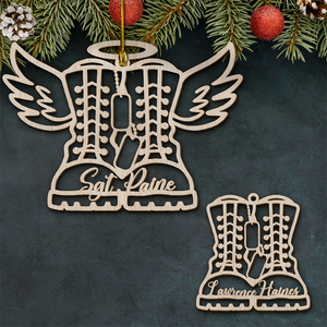 MIlitary Boots - Personalized Wood Ornament - Christmas Gift For Veteran - Ornament - GoDuckee