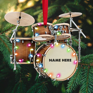 Drum Kit with Christmas Lights Personalized Christmas Ornament - Ornament - GoDuckee