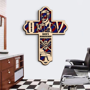 Barber with Equipment - Personalized 3D 2-Layered Wood Art - Gift for Barber - Wood Sign - GoDuckee