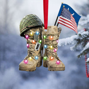 Military Boots With Airforce Flag Ornament - Personalized Christmas Ornament - Military Christmas Gift - Ornament - GoDuckee