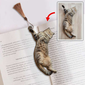 Lazy Funny Cat - Personalized Wooden Bookmark - Gift for Book Lovers - Bookmarks - GoDuckee