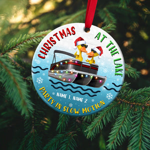 Pontoon Duck At The Lake- Personalized Christmas Ornament - Gift for Pontoon Lovers - Ornament - GoDuckee