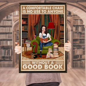 Personalized Reading Girl Poster - A Comfortable Chair Is No Use - Library Background - Poster & Canvas - GoDuckee