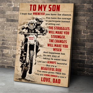 Personalized Motocross Father & Son Poster - Struggles Will Make You Stronger - Vintage - Poster & Canvas - GoDuckee