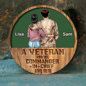 Veteran A Veteran And His Commander In Chief Live Here Personalized 3D 2-Layered Wood Art - Wood Sign - GoDuckee