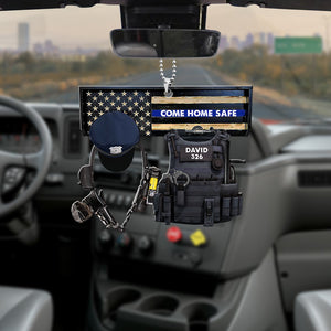 Police Come Home Safe - Personalized Flat Car Ornament - Ornament - GoDuckee