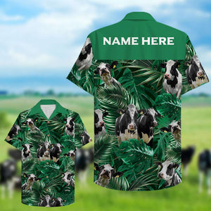 Custom Farmer's Name Hawaiian Shirt - Cow Pattern - Hawaiian Shirts - GoDuckee