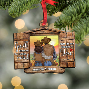 Cowboy Cowgirl Couple God Blessed The Broken Road That Led Me Straight To You Personalized Ornament - Ornament - GoDuckee