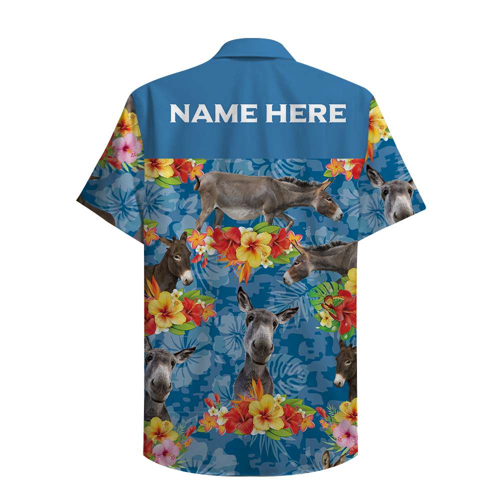Custom Farmer's Name Hawaiian Shirt - Donkey Pattern - Hawaiian Shirts - GoDuckee