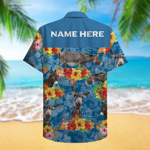 Custom Farmer's Name Hawaiian Shirt - Donkey Pattern - Hawaiian Shirts - GoDuckee