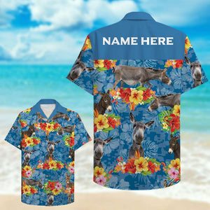 Custom Farmer's Name Hawaiian Shirt - Donkey Pattern - Hawaiian Shirts - GoDuckee