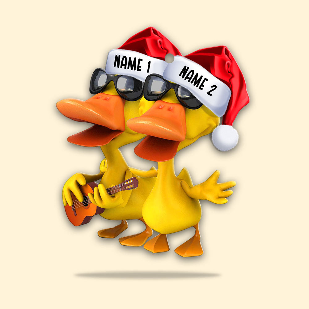 Couple Duckies Playing Guitar - Personalized Christmas Ornament - Christmas Gift For Couple - Ornament - GoDuckee