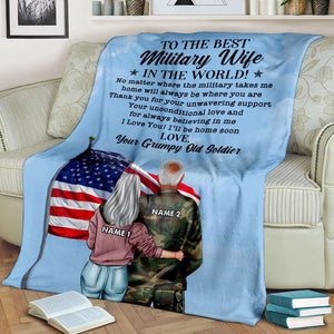 Personalized Military Couple Blanket - To The Best Military Wife Home Will Always Be Where You Are - Blanket - GoDuckee