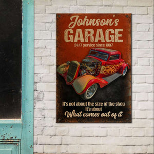 Custom Hot Rod Garage Metal Sign - It's Not About The Size Of The Shop Racing Car - Metal Wall Art - GoDuckee