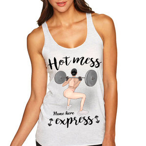 Personalized Gifts For Her, Weight training Hot mess express , Custom Racerback Tank Shirts - Shirts - GoDuckee