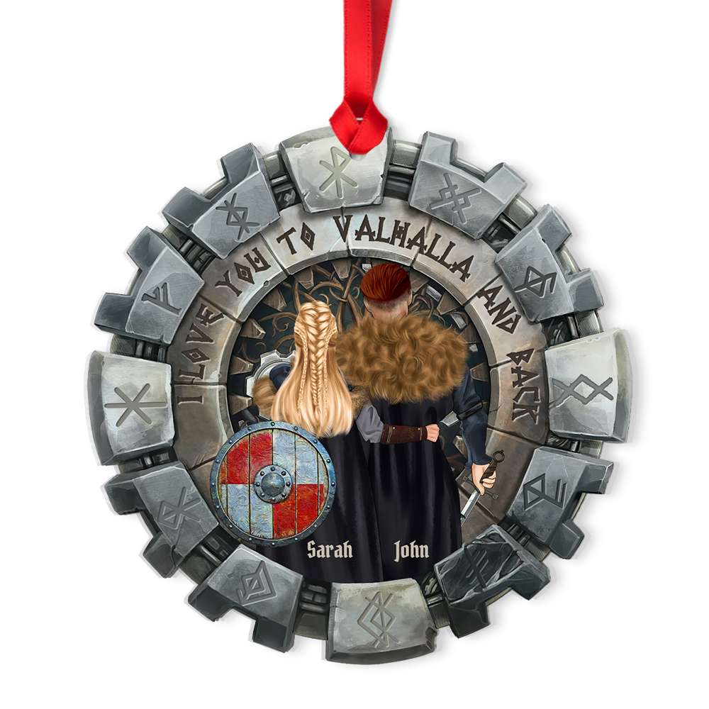 Viking Couple I Love You To The Valhalla And Back Personalized Acrylic Custom Shape Ornament - Ornament - GoDuckee