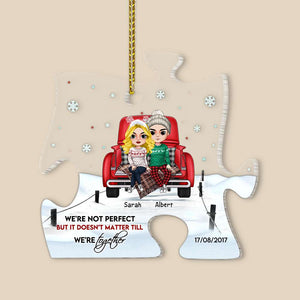 Couple We're Not Perfect But It Doesn't Matter Till We're Together Personalized Acrylic Custom Shape Ornament, Christmas Gift - Ornament - GoDuckee