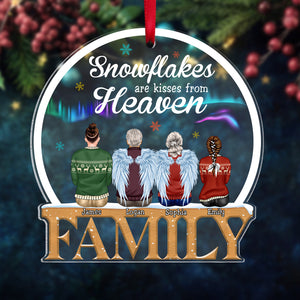 Snowflakes Are Kisses From Heaven Personalized Heaven Family Ornament, Christmas Tree Decor - Ornament - GoDuckee
