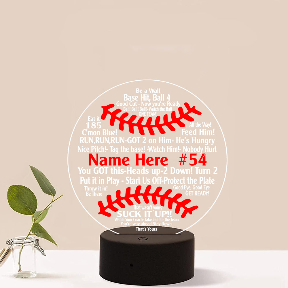 Baseball Be A Wall Base Hit Ball 4 Personalized Led Night Light - Led Night Light - GoDuckee