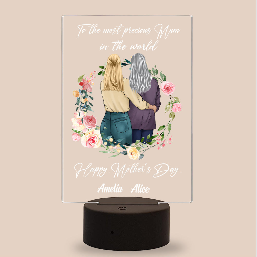 Mother's Day To The Most Precious Mum In The World Personalized Led Night Light Gift For Mother - Led Night Light - GoDuckee