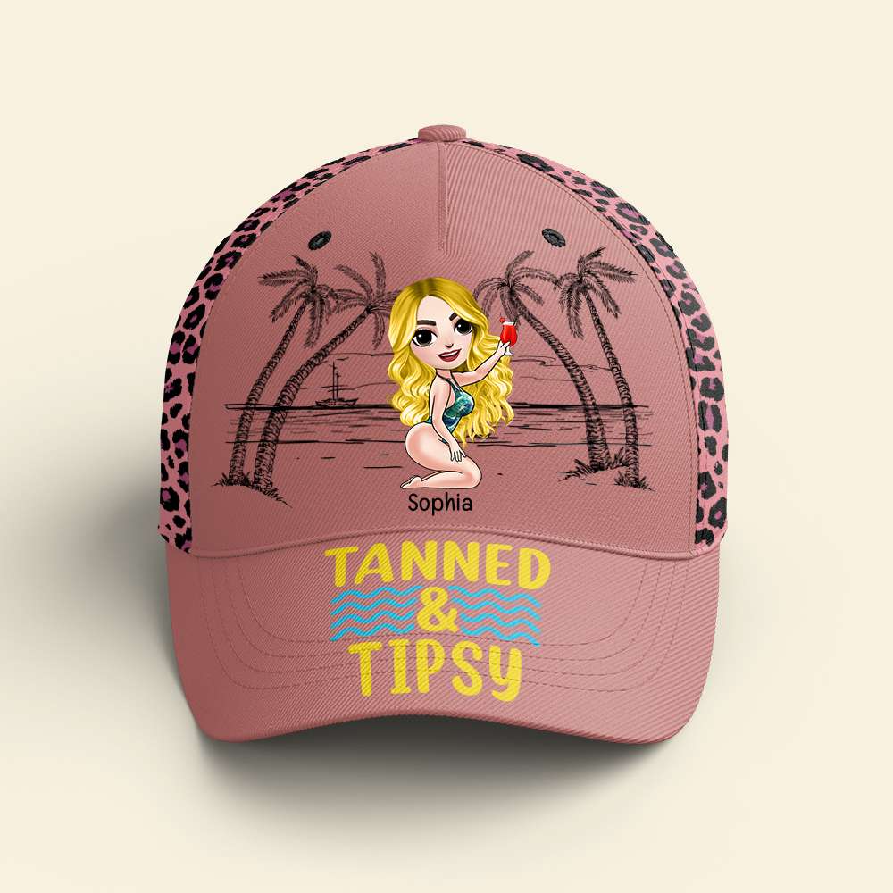 Beach Friends Tanned And Tipsy, Personalized Bikini Girl Classic Cap, Gift for Besties - Classic Cap - GoDuckee