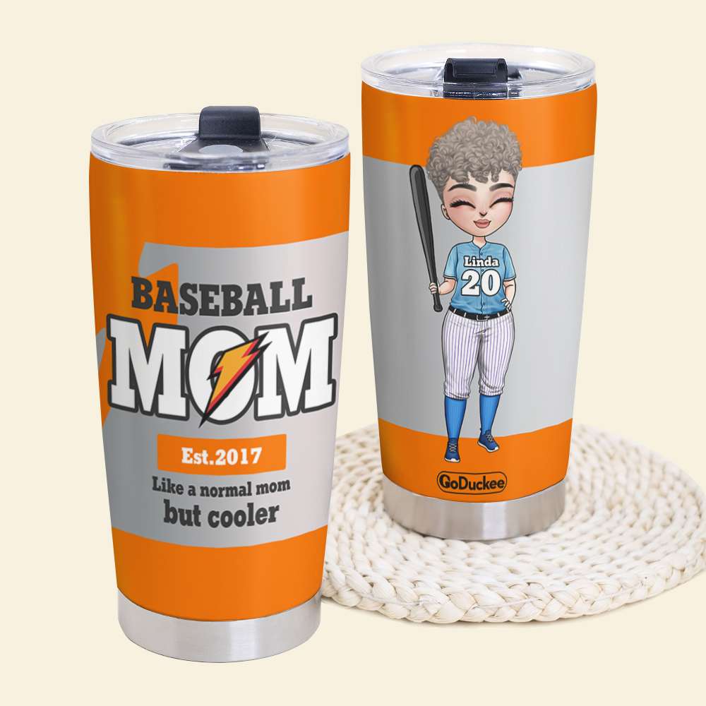 Personalized Baseball Mom Tumbler - Like A Normal Mom But Cooler - Tumbler Cup - GoDuckee