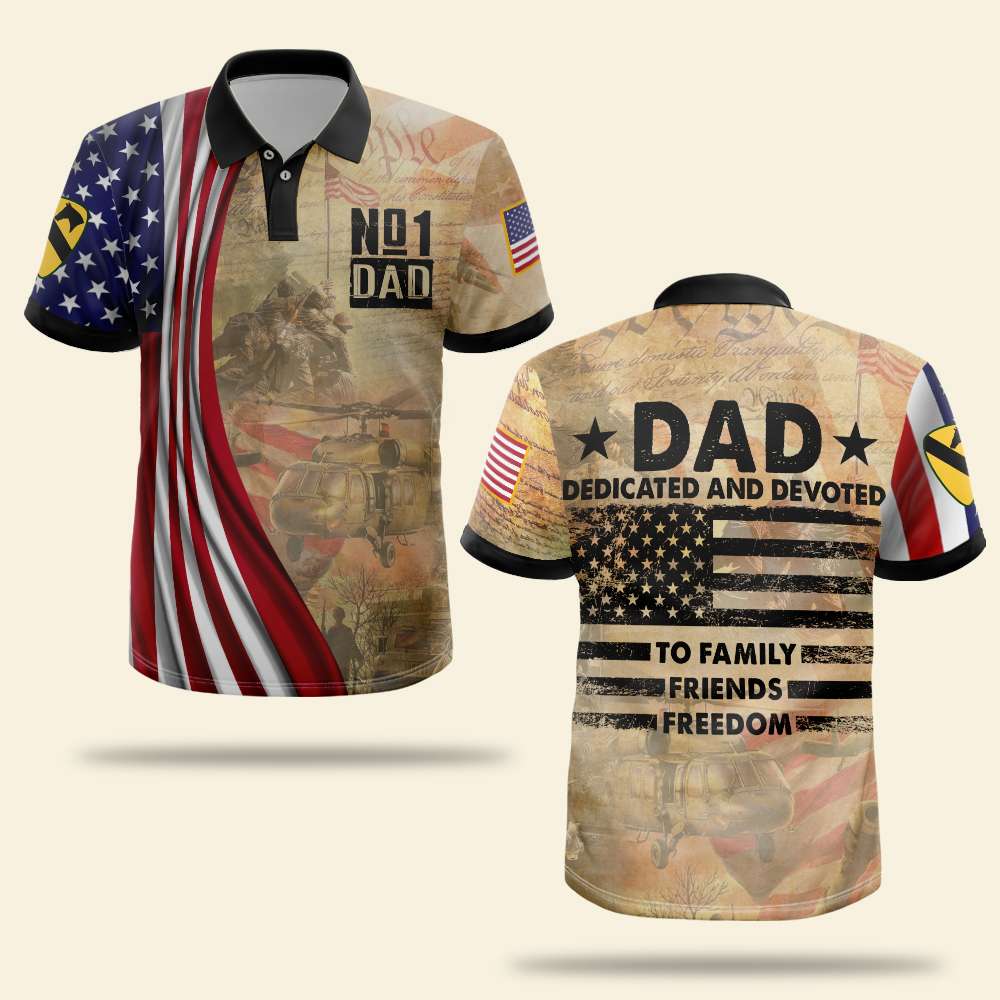 Veteran Dad Dedicated and Devoted To Family Friends Freedom, Personalized Polo Shirt, Gifts for Dads - AOP Products - GoDuckee