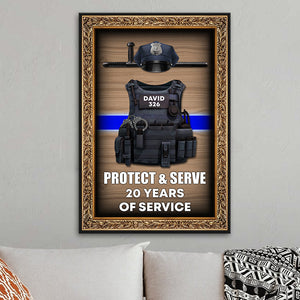 Personalized Police Bulletproof & Hat Poster - Protect & Serve Custom Years - Poster & Canvas - GoDuckee