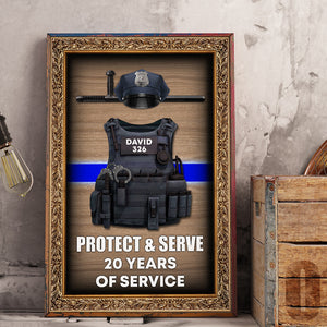 Personalized Police Bulletproof & Hat Poster - Protect & Serve Custom Years - Poster & Canvas - GoDuckee
