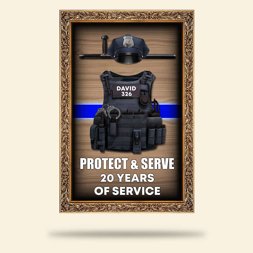 Personalized Police Bulletproof & Hat Poster - Protect & Serve Custom Years - Poster & Canvas - GoDuckee