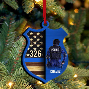 Police Shield - Personalized Wood Ornament - Gift for Police - Ornament - GoDuckee