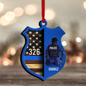 Police Shield - Personalized Wood Ornament - Gift for Police - Ornament - GoDuckee