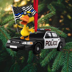Police Duck - Personalized Christmas Ornament, Christmas Gift For Police Officer - Ornament - GoDuckee