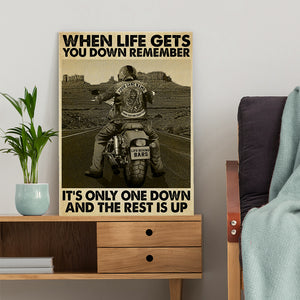 Vintage Biker Poster - When Life Gets You Down Remember It's Only One Down - Poster & Canvas - GoDuckee