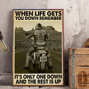 Vintage Biker Poster - When Life Gets You Down Remember It's Only One Down - Poster & Canvas - GoDuckee
