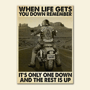 Vintage Biker Poster - When Life Gets You Down Remember It's Only One Down - Poster & Canvas - GoDuckee