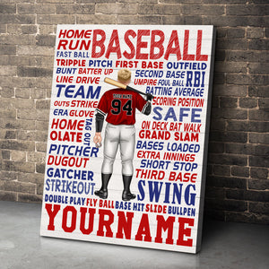 Personalized Baseball Player Poster - Baseball Slang Word Cloud - Poster & Canvas - GoDuckee