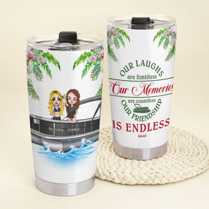 Personalized Pontoon Tumbler, Friendship Is Endless, Friends Pontoon Trip Flower - Tumbler Cup - GoDuckee